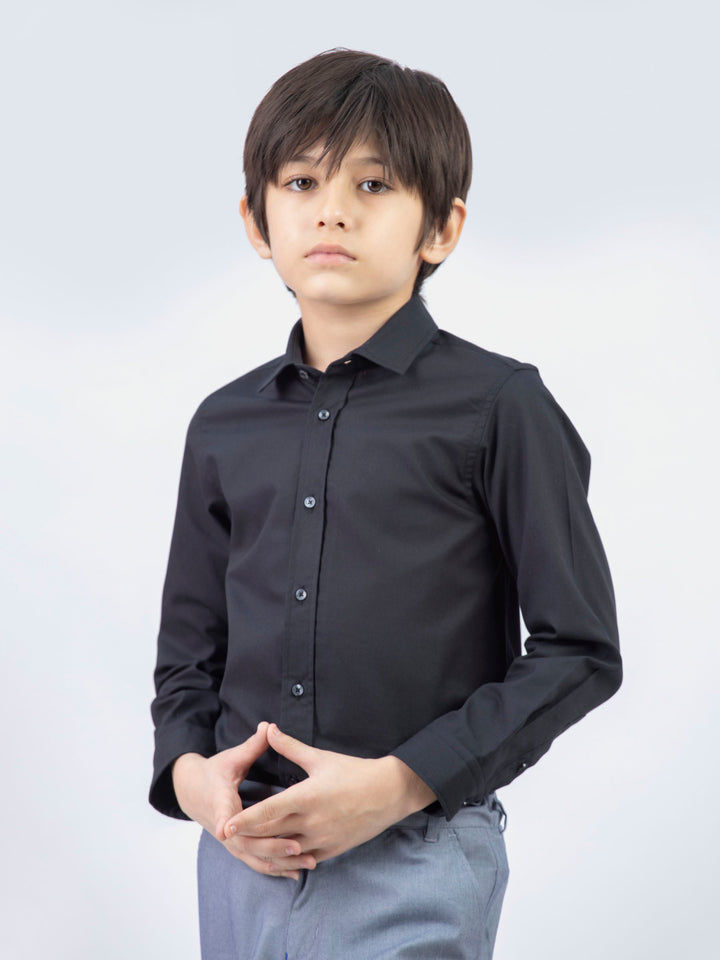 Basic Black Casual Shirt With Shallow Collar Brumano Pakistan