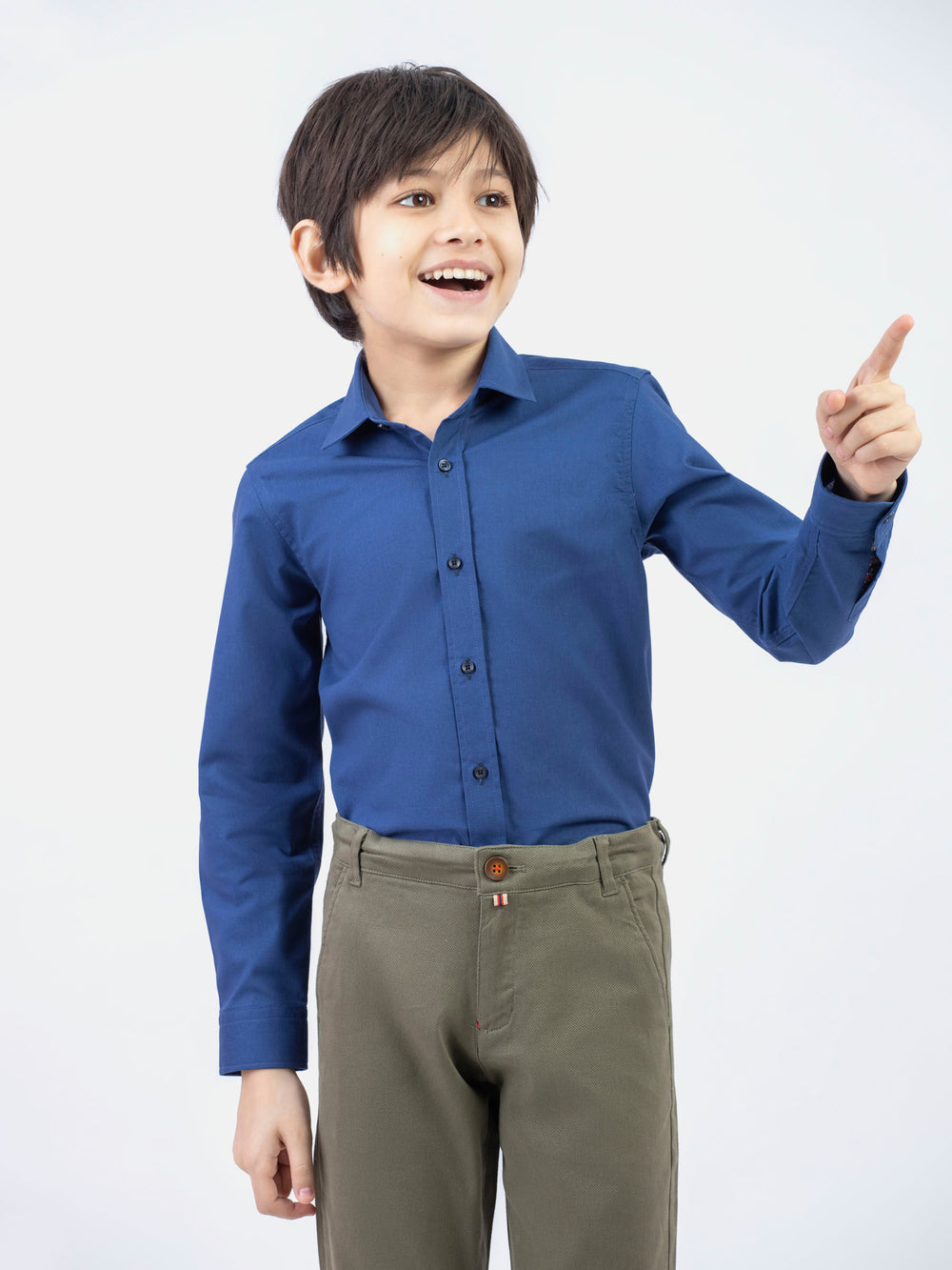 Basic Blue Casual Shirt With Shallow Collar