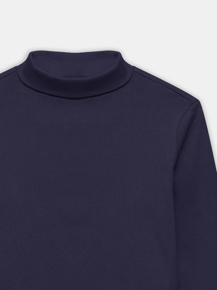 Navy Blue High Neck With Long Sleeves - Unisex