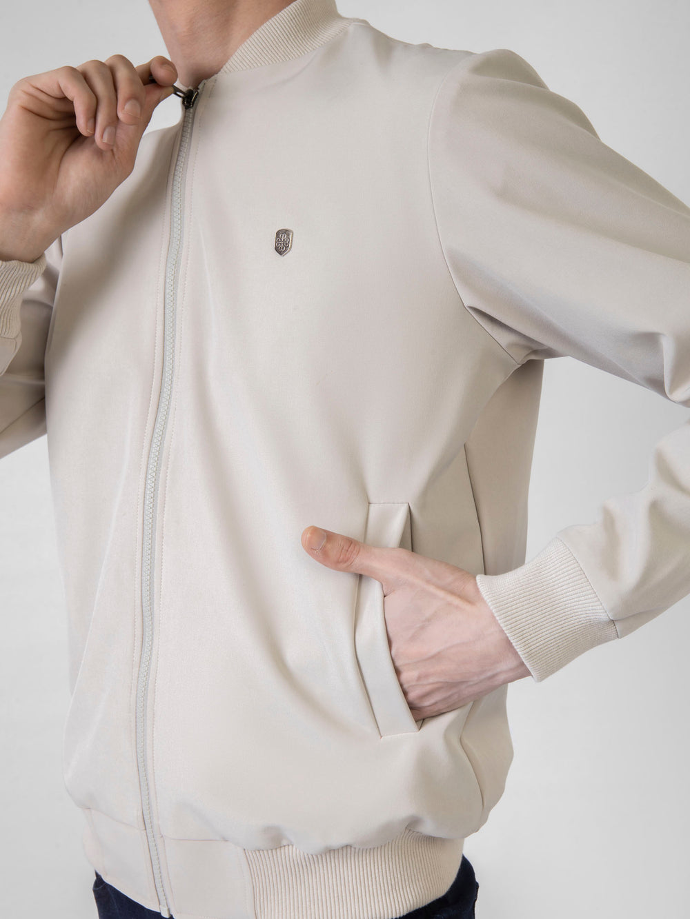 Beige Bomber Jacket