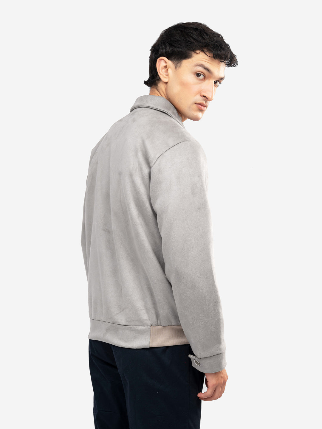 Back view of beige casual outerwear
