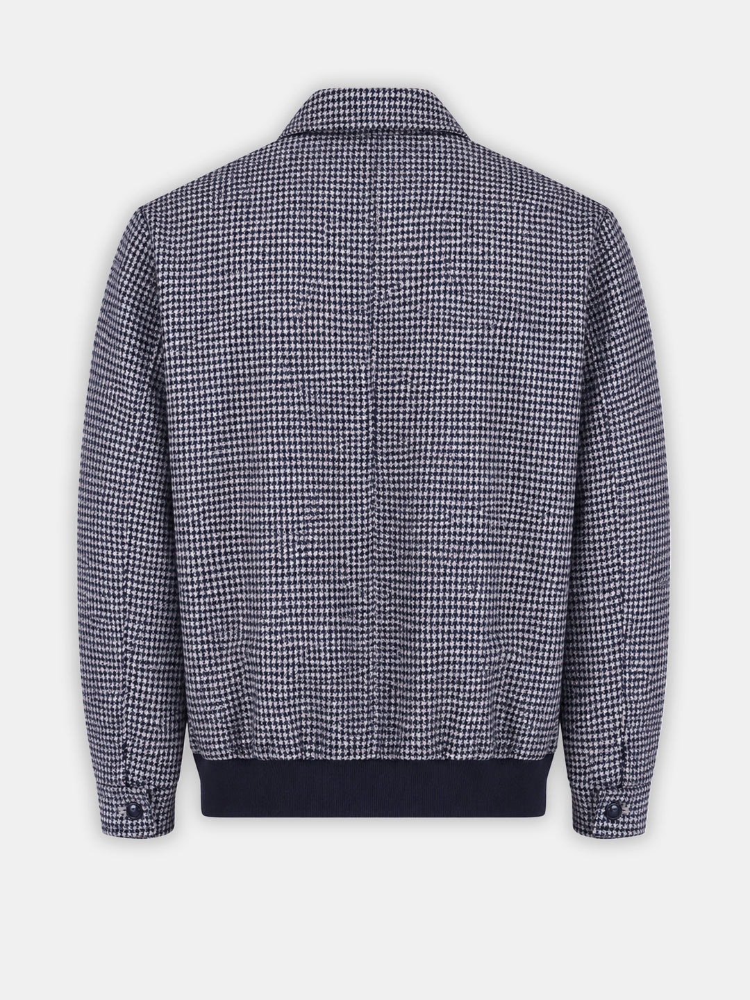 Beige & Blue Houndstooth Patterned Wool & Cashmere Blended Jacket - Sartoria