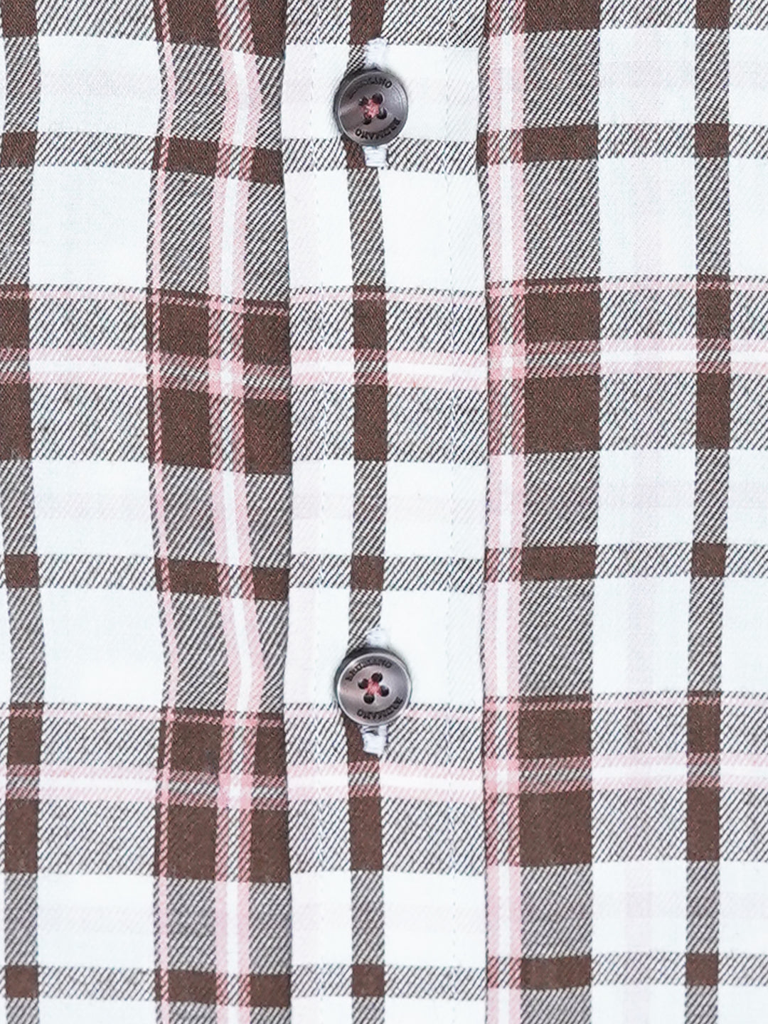 Beige & Brown Checkered Inside Button Down Collar Shirt