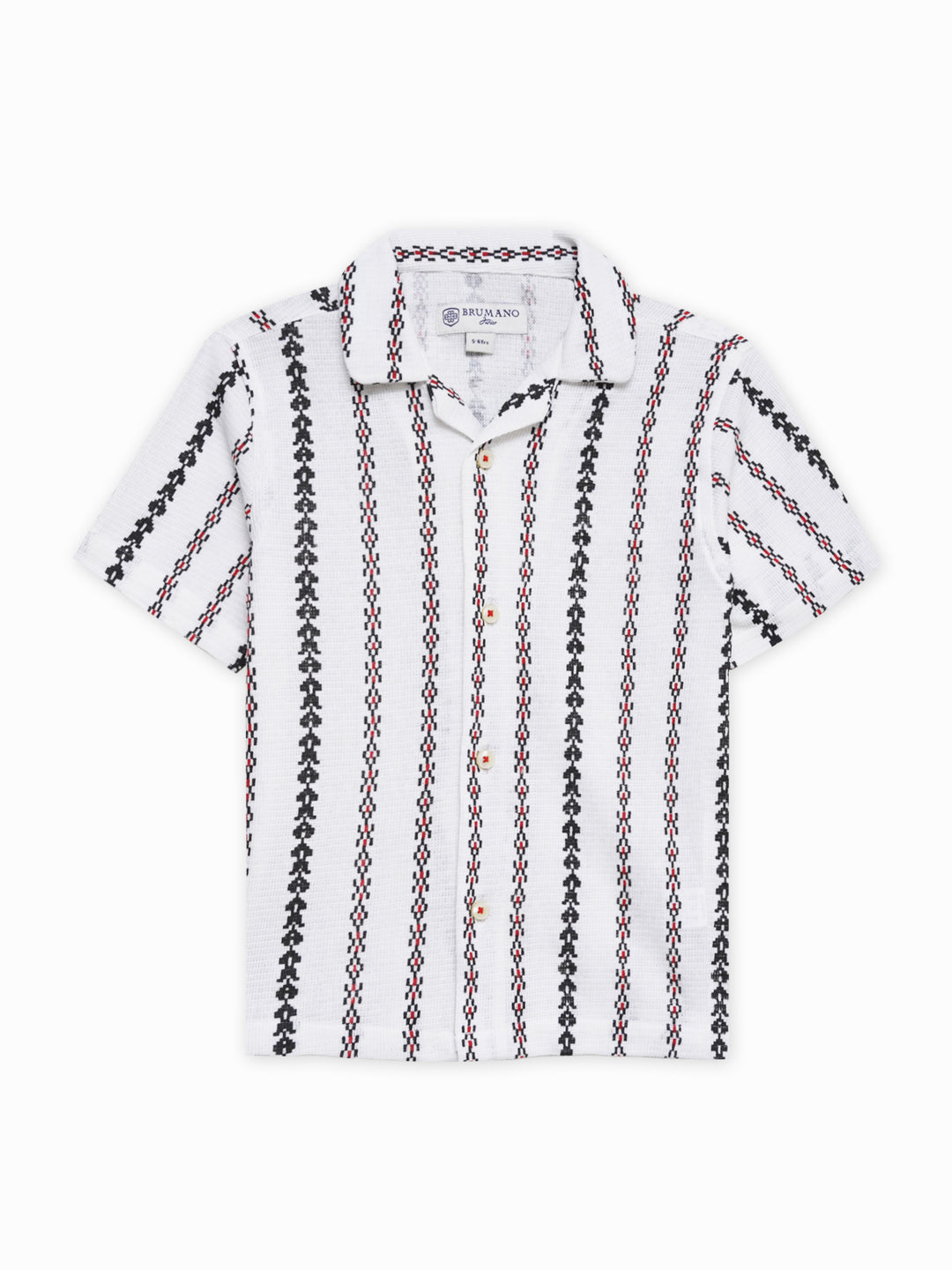 Beige knitted printed cuban collar shirt   junior