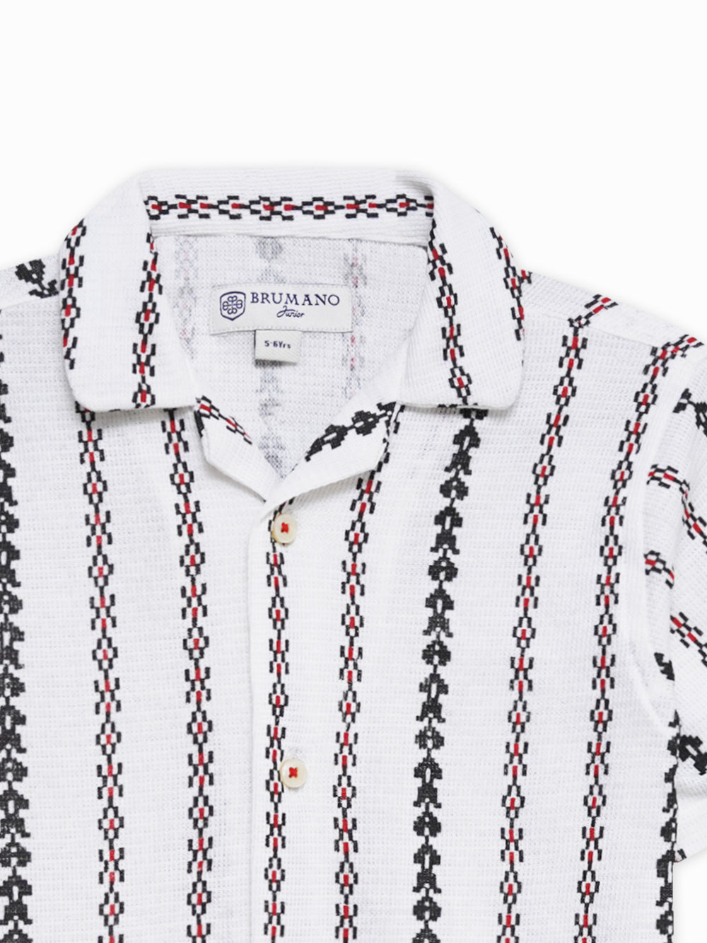 Beige knitted printed cuban collar shirt   junior