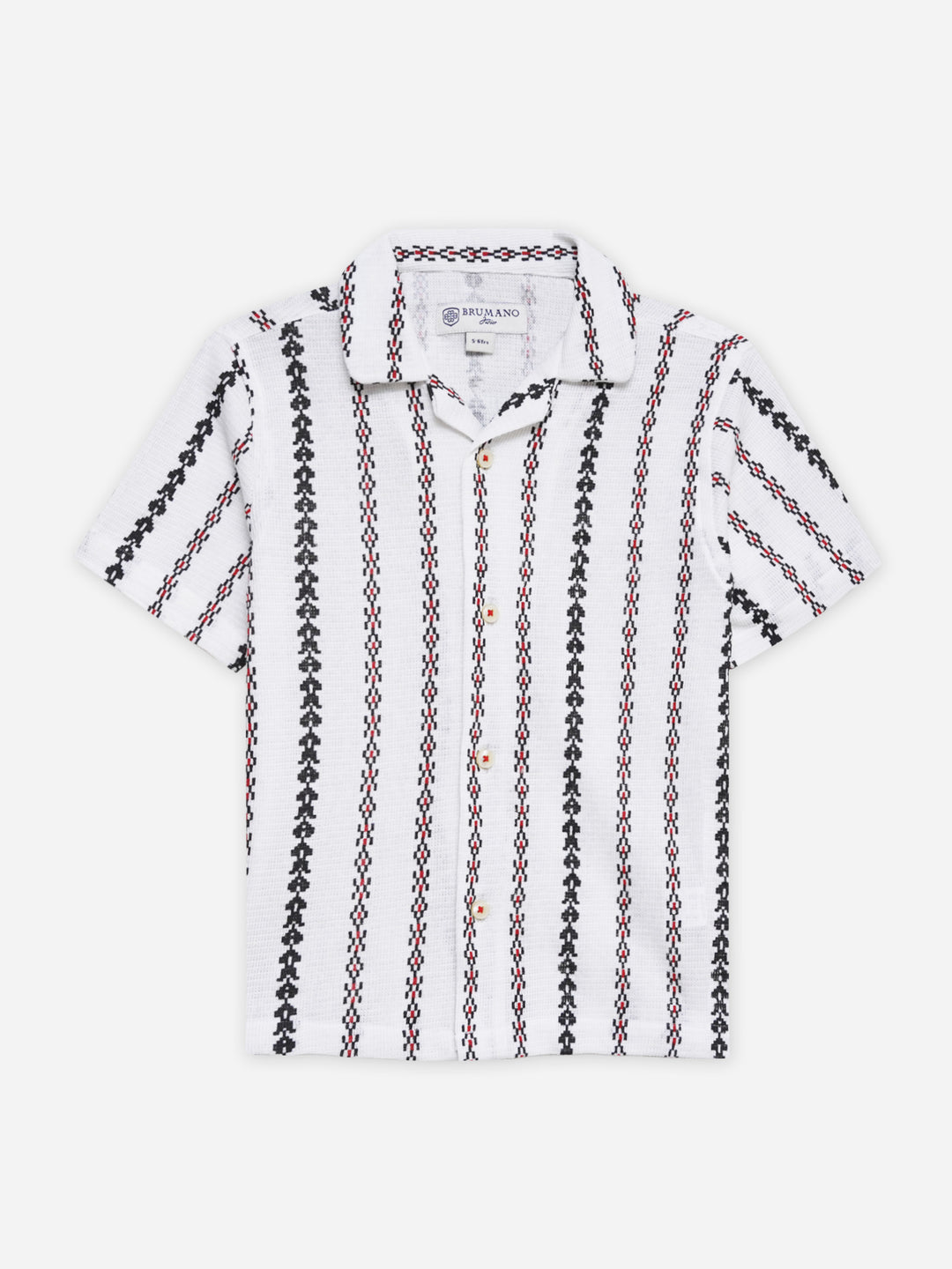 Beige Knitted Printed Cuban Collar Shirt - Junior