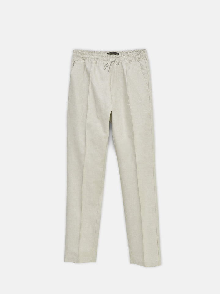 Beige Linen Blended Casual Pajama