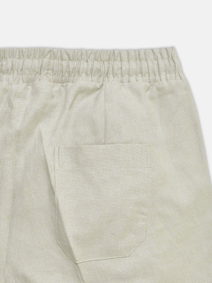 Beige Linen Blended Casual Pajama