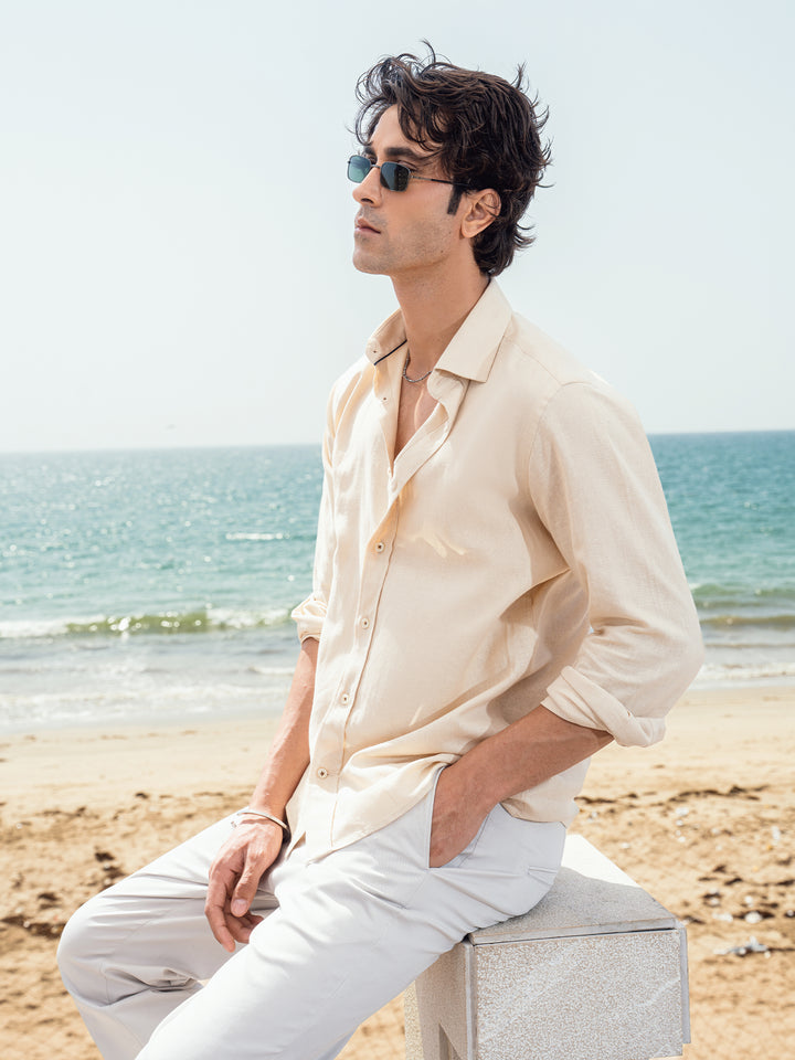 Beige Linen Blended Shirt from Brumano