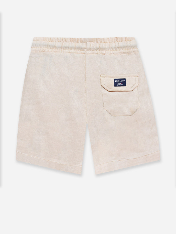 Beige Linen Casual Shorts - Junior