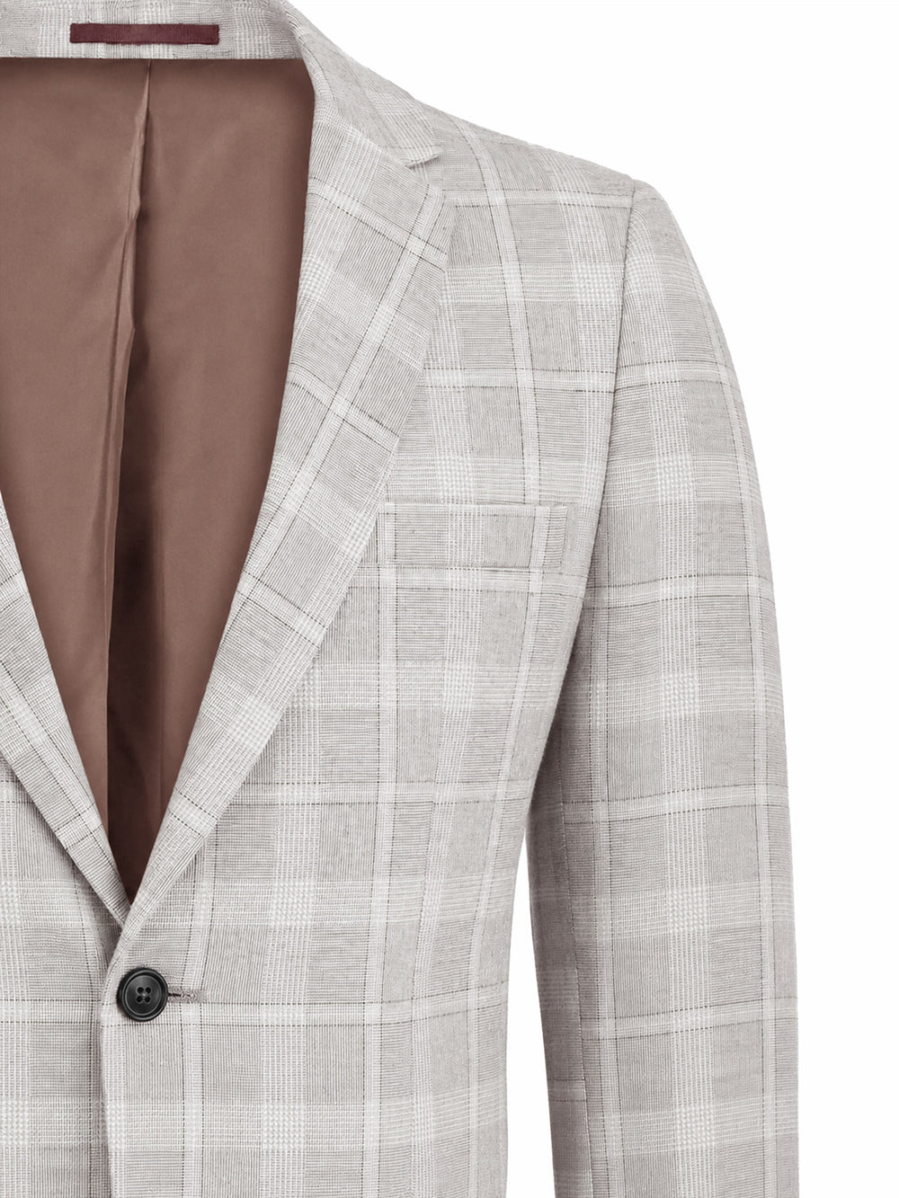 Beige Linen Checkered Casual Blazer — Brumano Pakistan