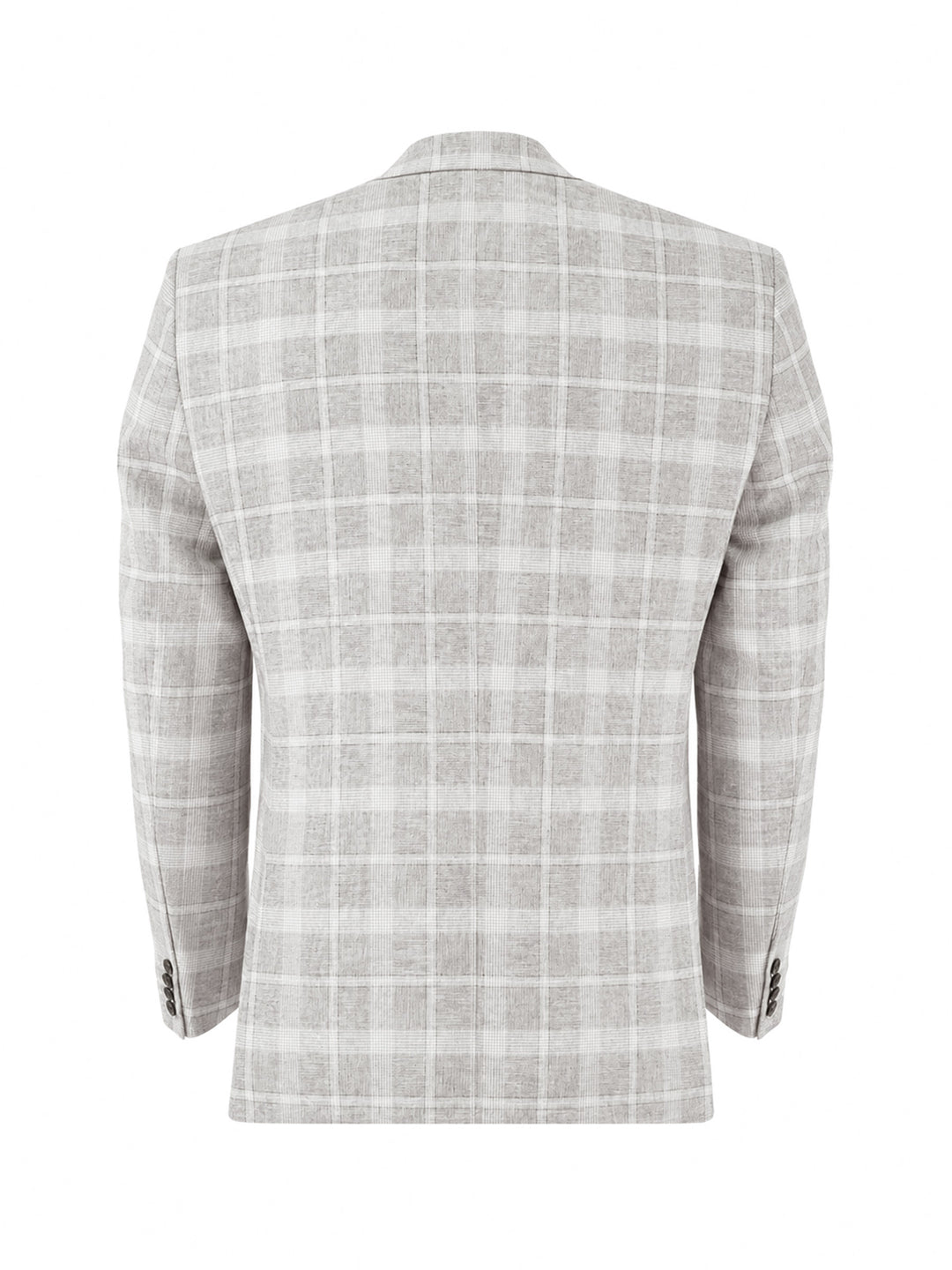 Beige Linen Checkered Casual Blazer