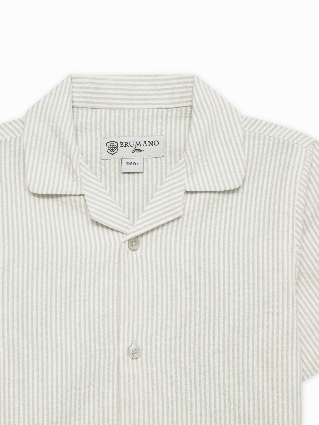 Beige Seersucked Casual Cuban Collar Shirt - Junior