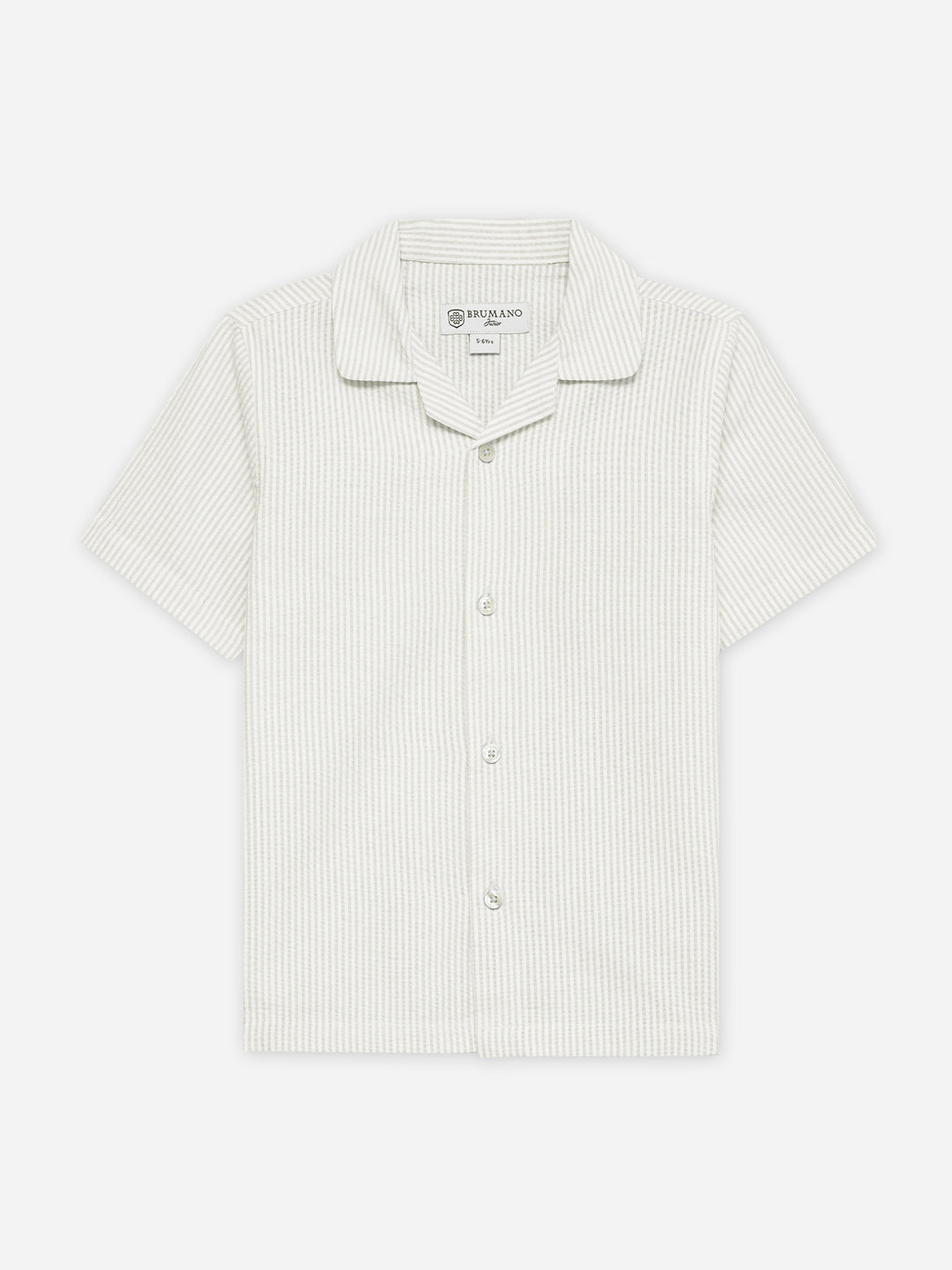 Beige Seersucked Casual Cuban Collar Shirt - Junior