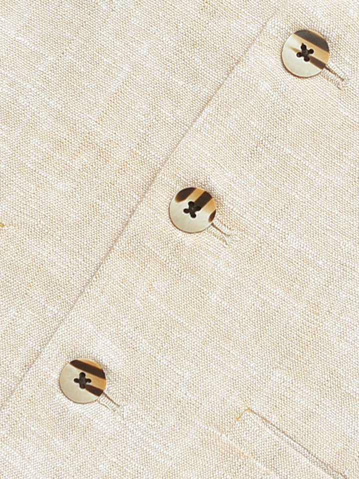 Beige Structured Formal Vest With Bow - Junior