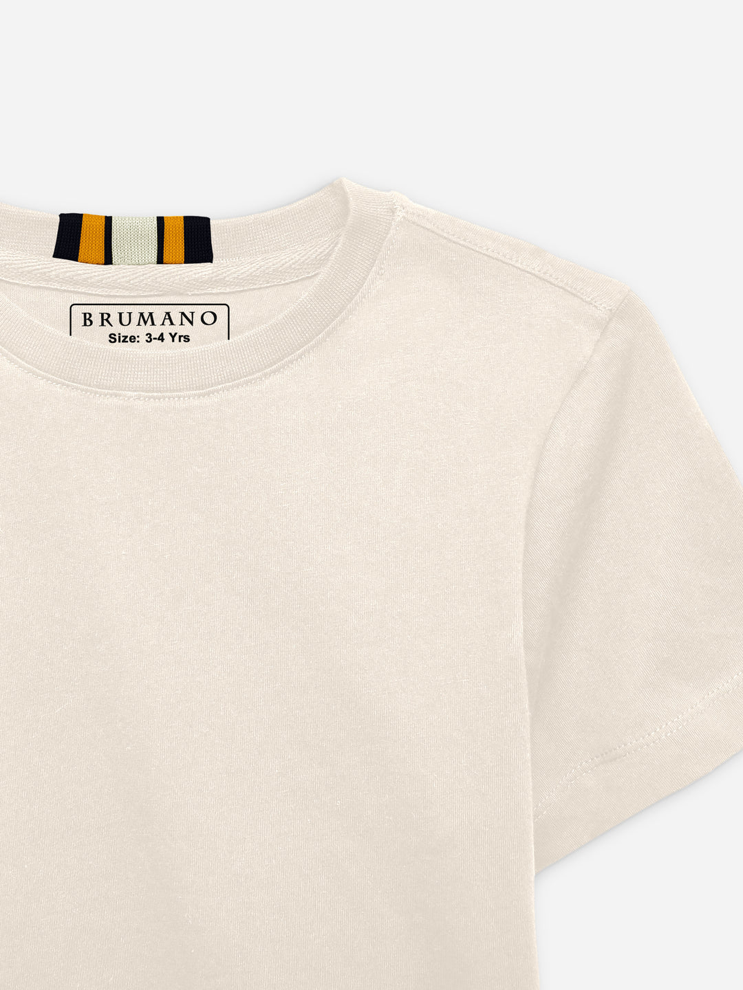 Beige 100% Cotton Casual Tee With Detailing