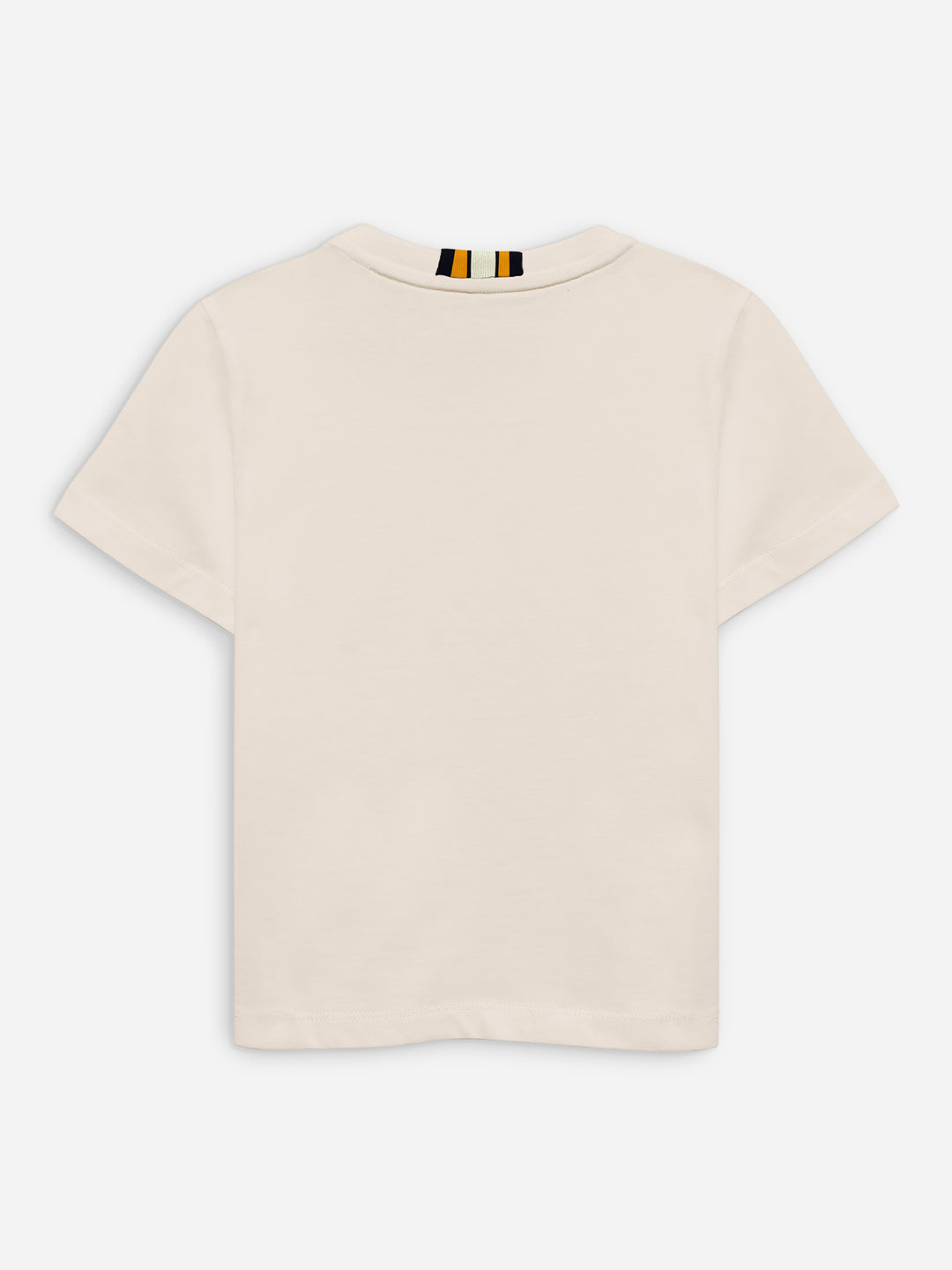 Beige 100% Cotton Casual Tee With Detailing