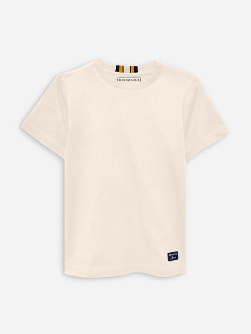 Beige 100% Cotton Casual Tee With Detailing