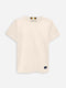 Beige 100% Cotton Casual Tee With Detailing