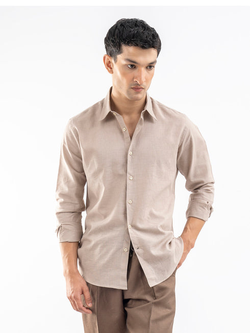 Beige Airy Linen Blended Shirt