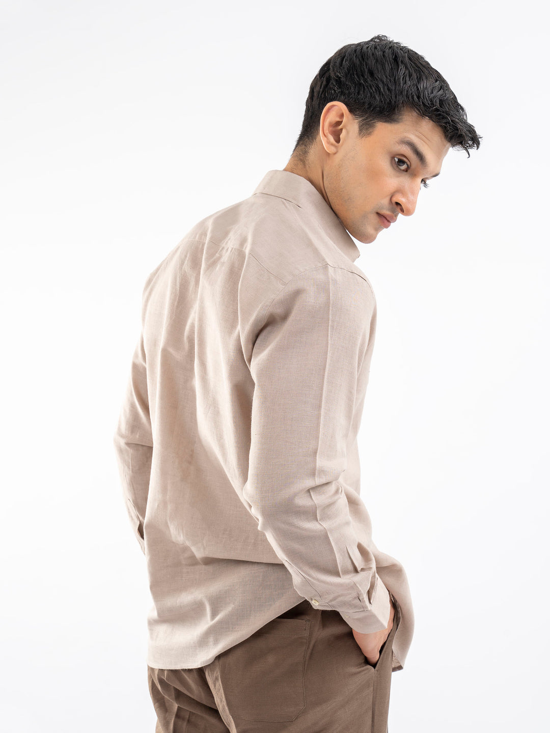 Beige Airy Linen Blended Shirt