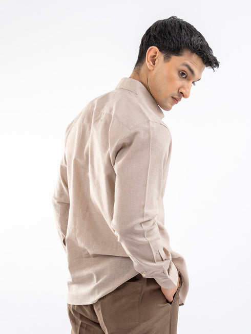 Beige Airy Linen Blended Shirt