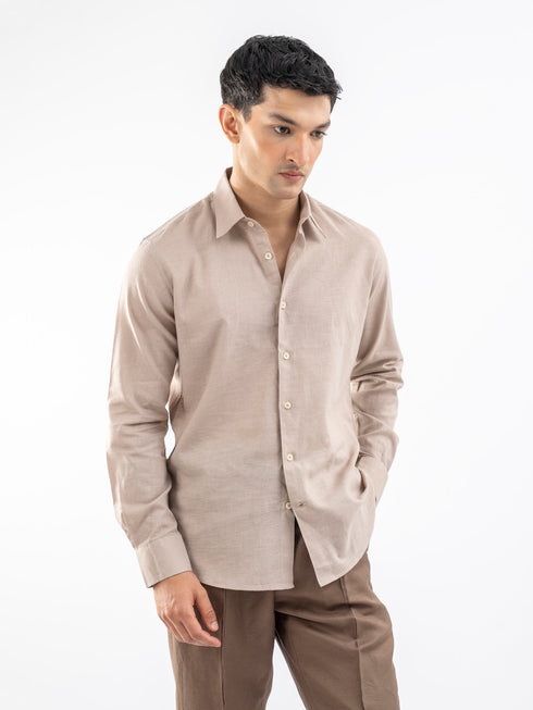 Beige Airy Linen Blended Shirt