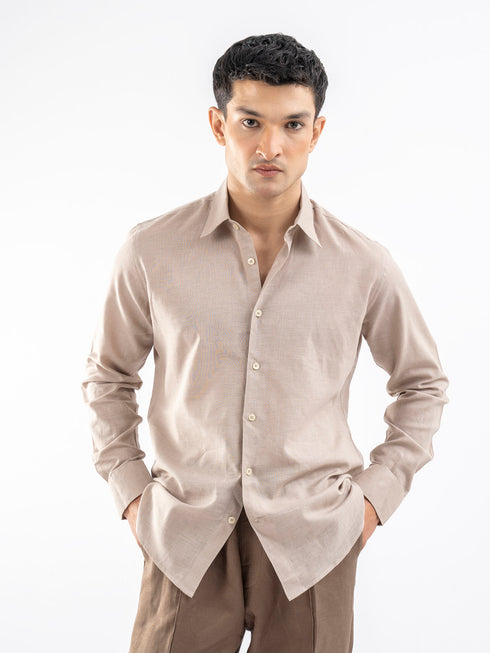 Beige Airy Linen Blended Shirt