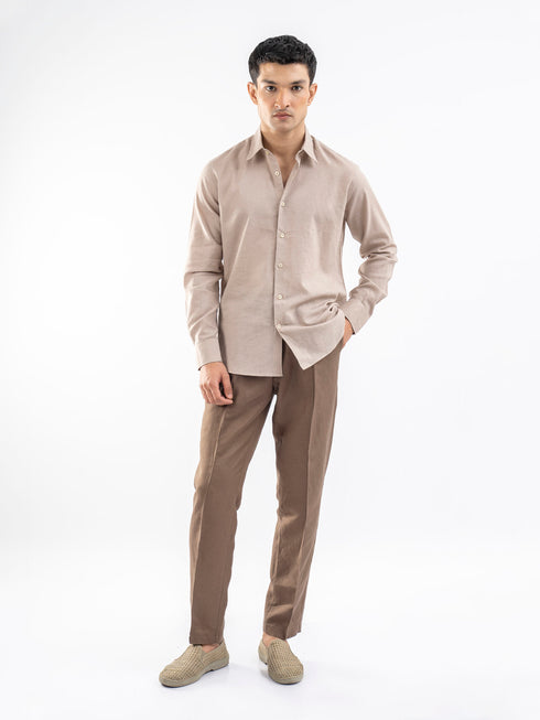 Beige Airy Linen Blended Shirt