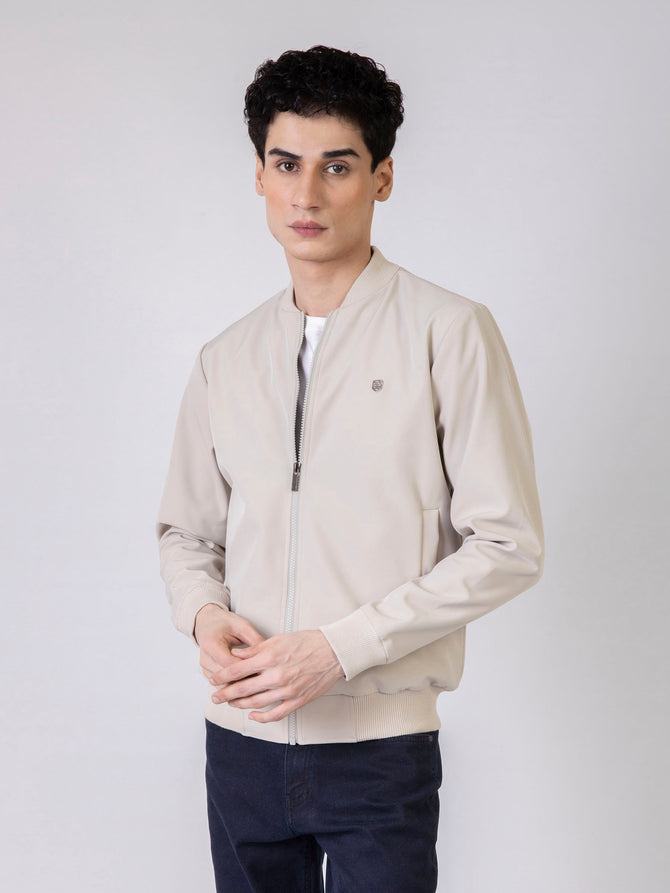 Beige Bomber Jacket