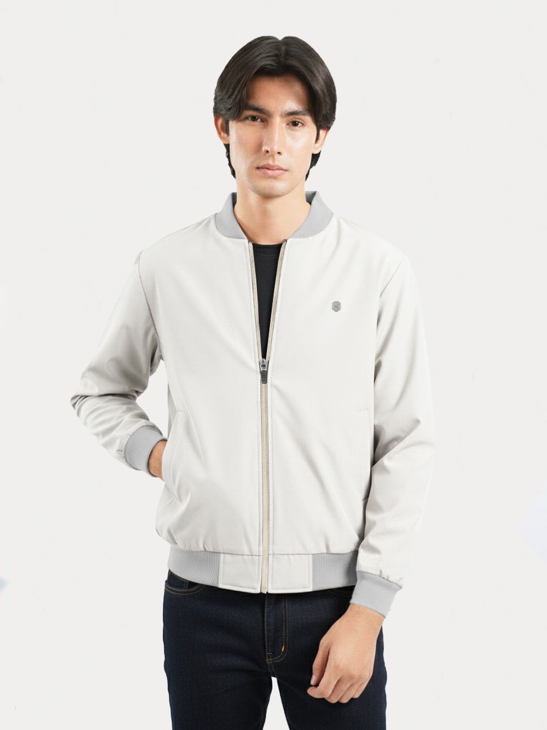 Beige Bomber Jacket