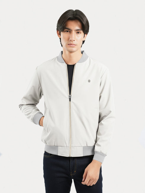 Beige Bomber Jacket