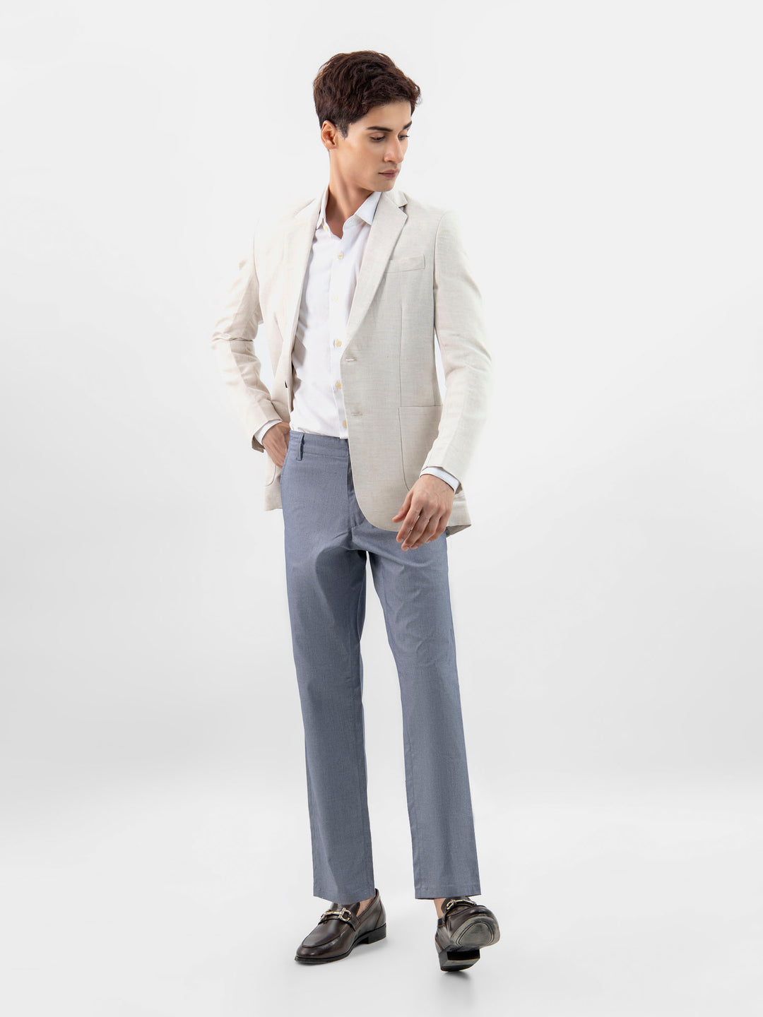 Beige Linen Blended Blazer