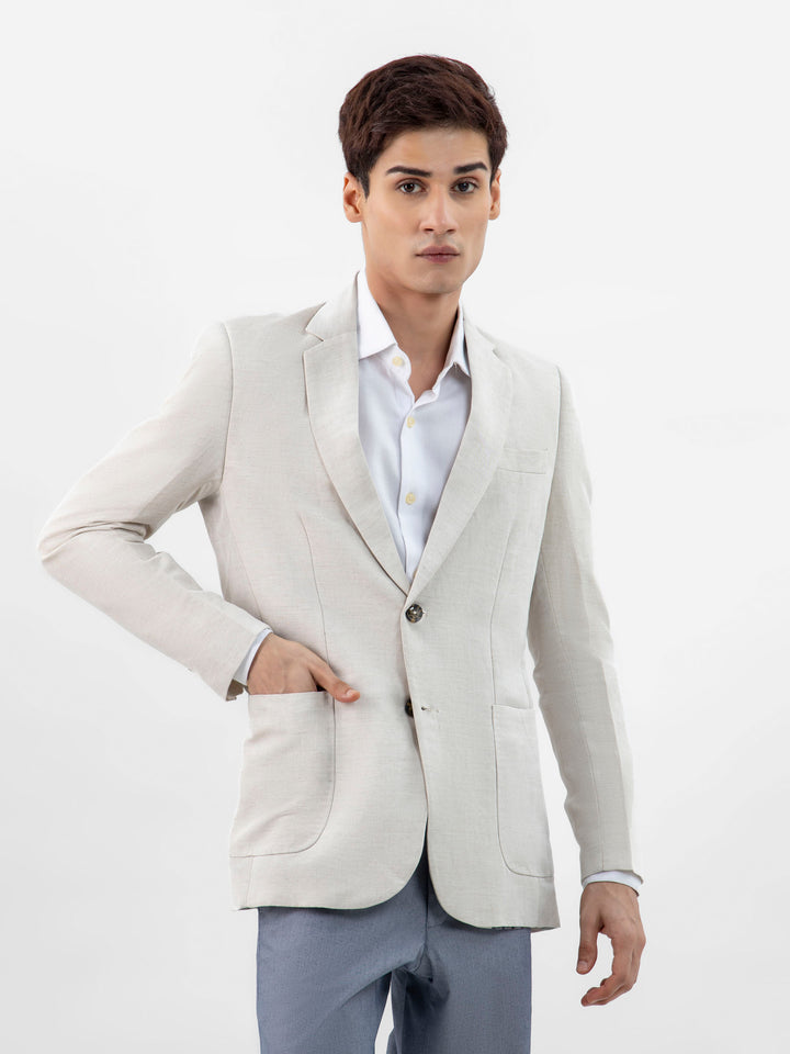 Beige Linen Blended Blazer