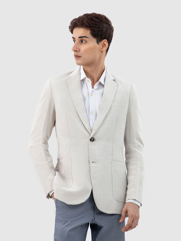 Beige Linen Blended Blazer