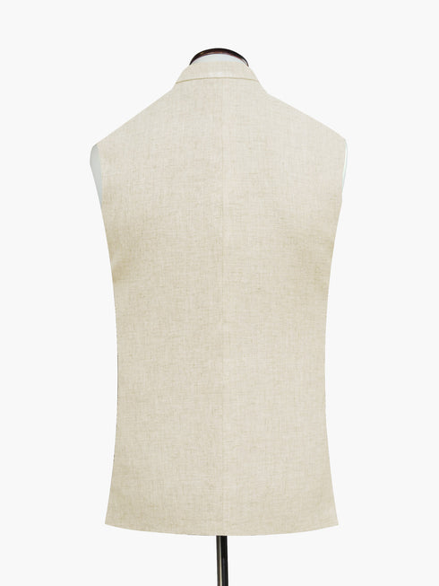 Beige Linen Waistcoat With Golden Buttons - Sartoria