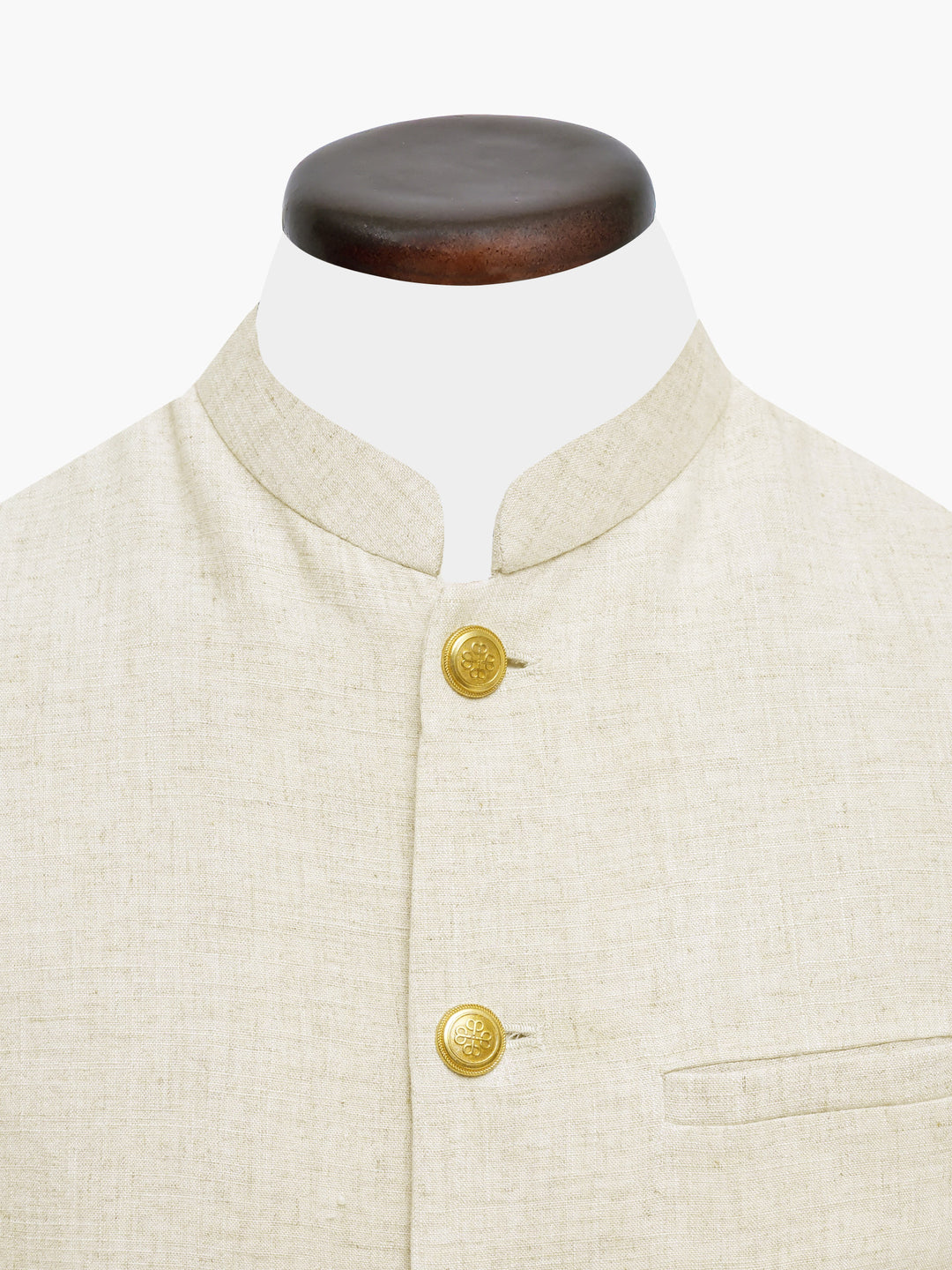 Beige Linen Waistcoat With Golden Buttons - Sartoria
