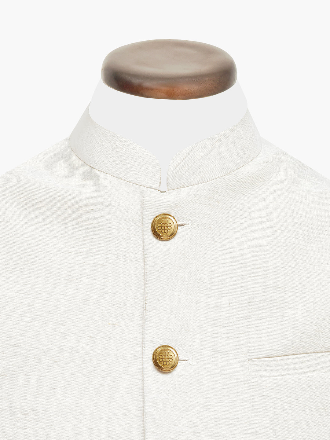 Beige Linen Waistcoat With Golden Buttons