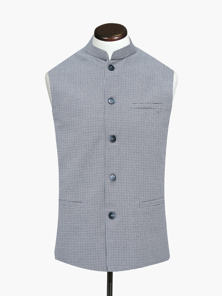 Beige Multicolor Houndstooth Structured Waistcoat