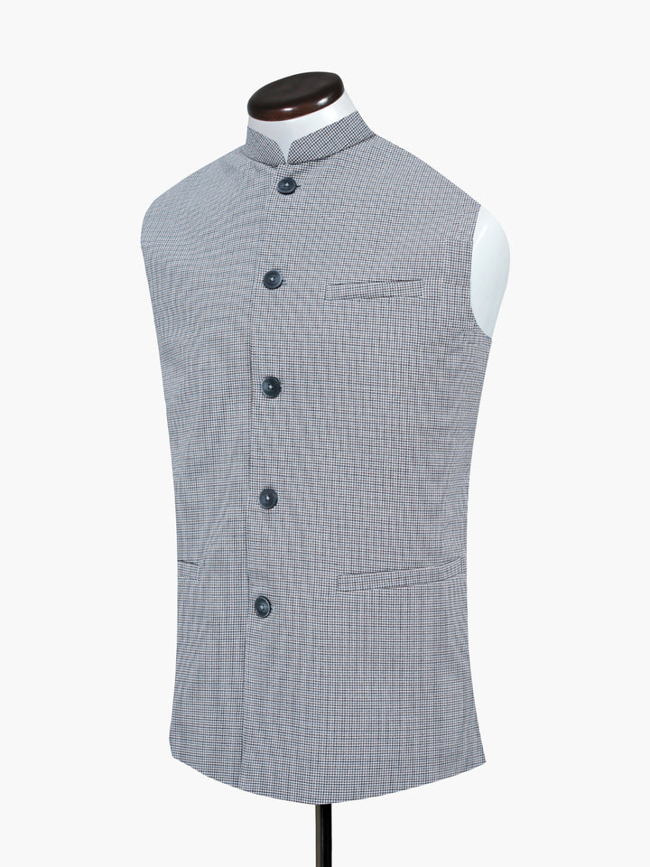 Beige Multicolor Houndstooth Structured Waistcoat