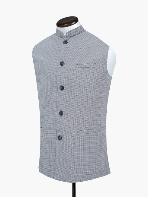 Beige Multicolor Houndstooth Structured Waistcoat