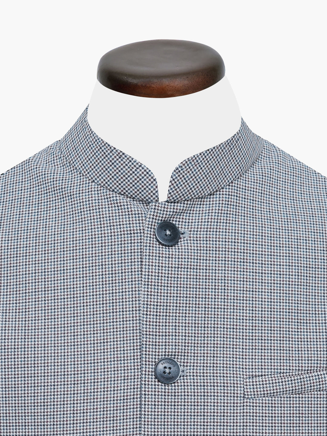 Beige Multicolor Houndstooth Structured Waistcoat