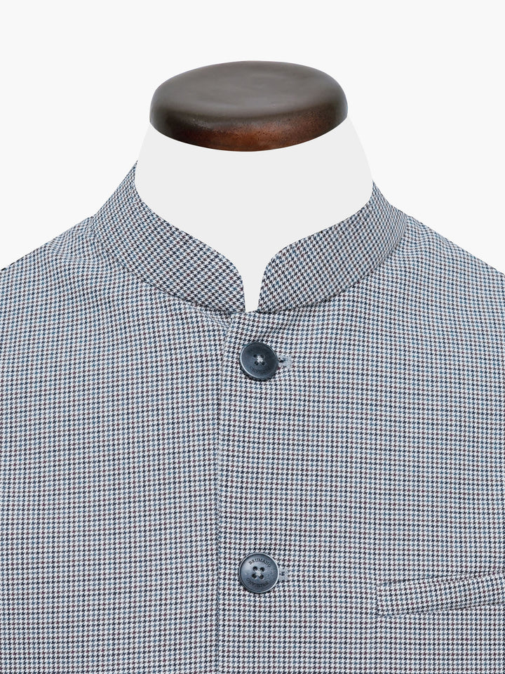 Beige Multicolor Houndstooth Structured Waistcoat