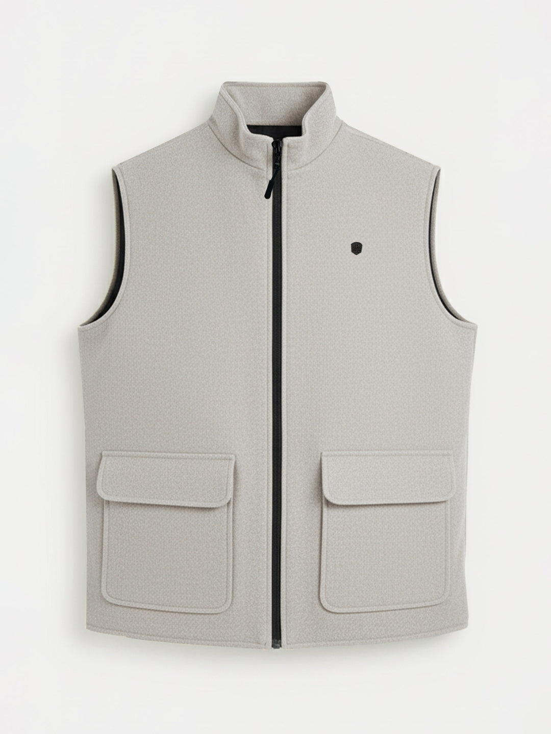 Beige Quilted Sleeveless Jacket