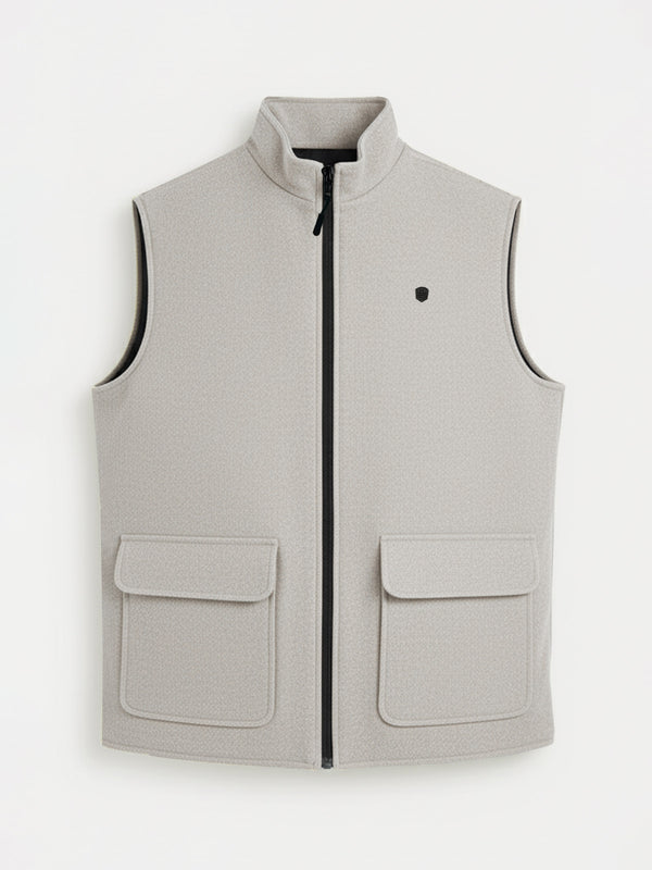 Beige Quilted Sleeveless Jacket