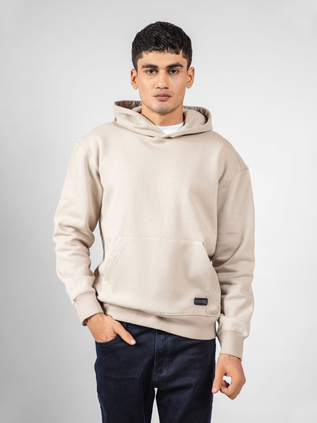 Beige Relaxed Fit Pullover Hoodie Brumano Pakistan