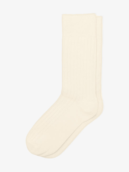 Beige Ribbed Cotton Socks