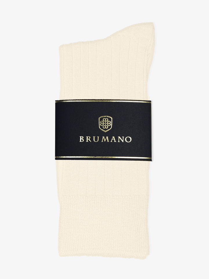 Beige Ribbed Cotton Socks