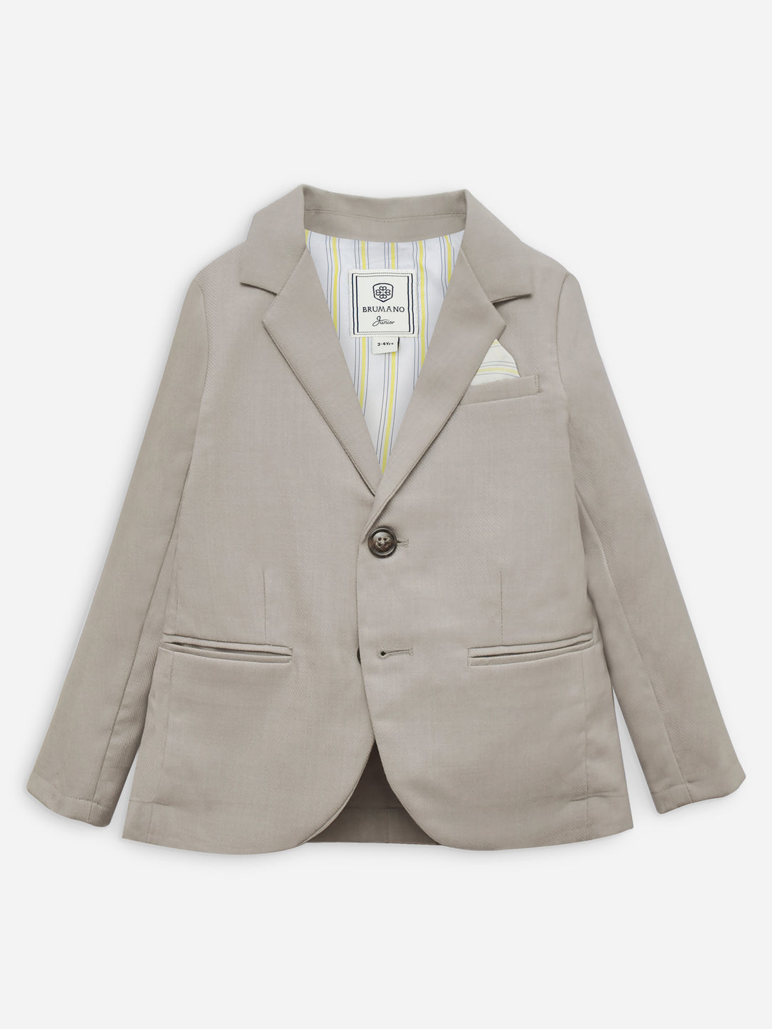 Beige Self Textured Kids Casual Blazer Brumano Pakistan