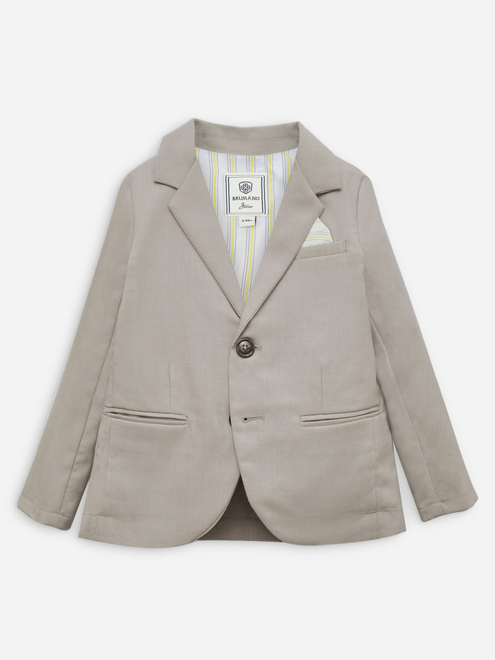 Beige Self Textured Kids Casual Blazer Brumano Pakistan